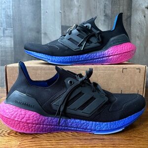 Adidas UltraBoost 22 Running Shoes Black Blue Pink Men’s Size 17 HQ8593